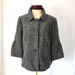 OLSEN EUROPE Virgin Wool Grey 3/4 Sleeve Sweater. Size 14